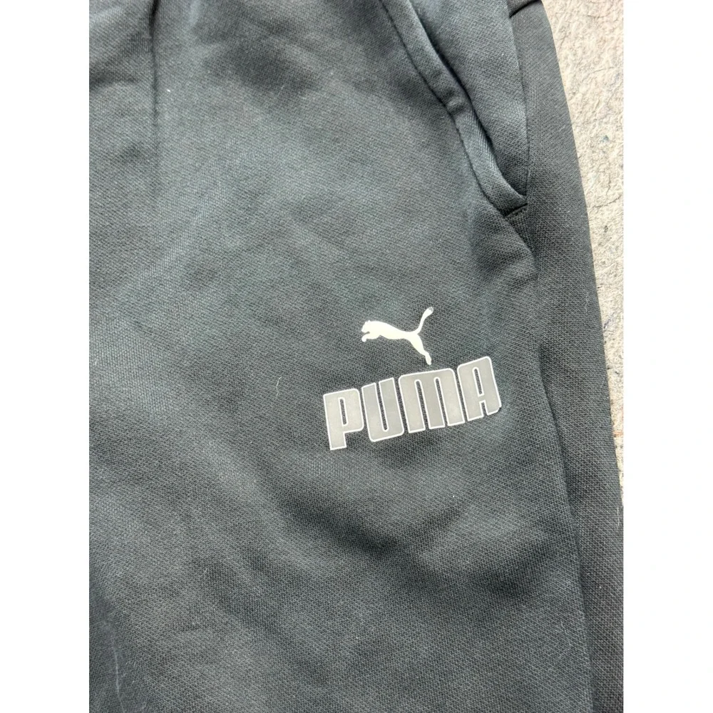 Puma Mens Fleece Lined Jogger Sweatpants Black Elastic Waist Size Medium